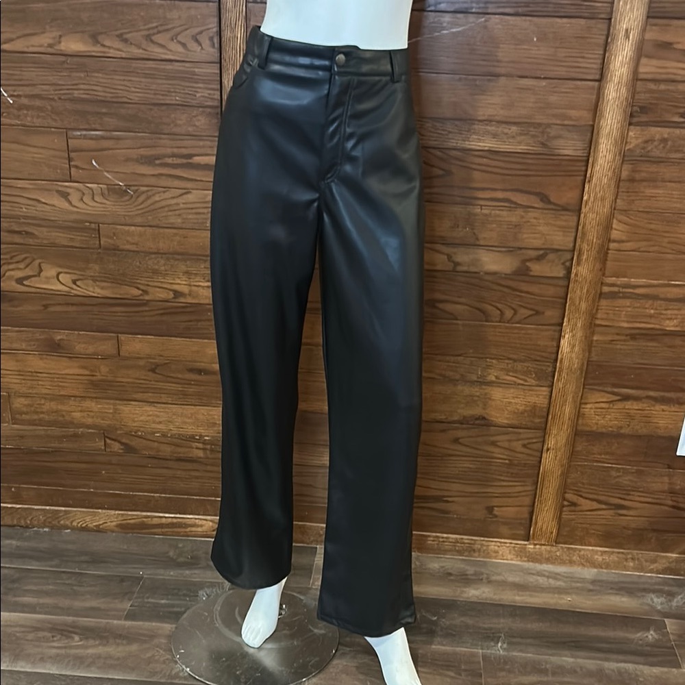 Garage Black Faux Leather Trousers